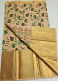 NEW UPPADA COTTON SAREE WITH FLORAL DIGITAL PRINT WITH HEAVY GOLD ZARI-DPUCS001