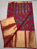 NEW UPPADA COTTON SAREE WITH FLORAL DIGITAL PRINT WITH HEAVY GOLD ZARI-DPUCS001