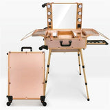 Professional make up studio with lights and 360 degree rotatable wheels