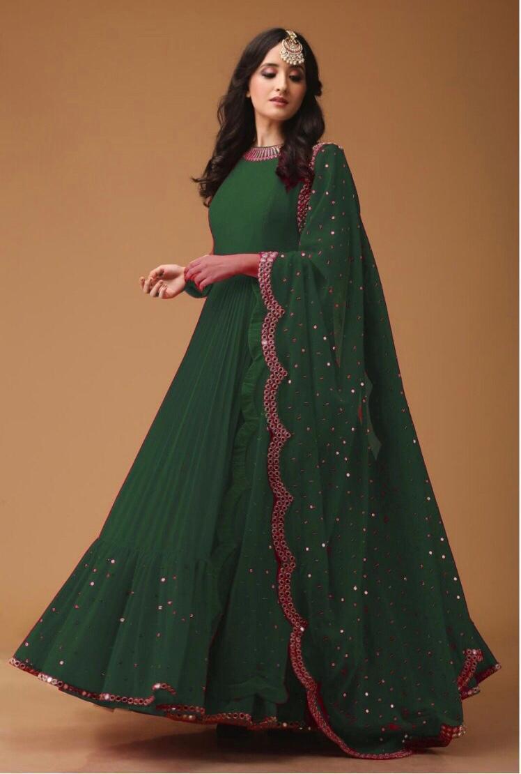 Long Indian Dress With Frill Mirror Hand Work Daman www.soosi.co.in Long Indian Dress With Frill Mirror Hand Work Daman www.soosi.co.in