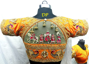 Doli silk blouse with golden embroidery and embellishments