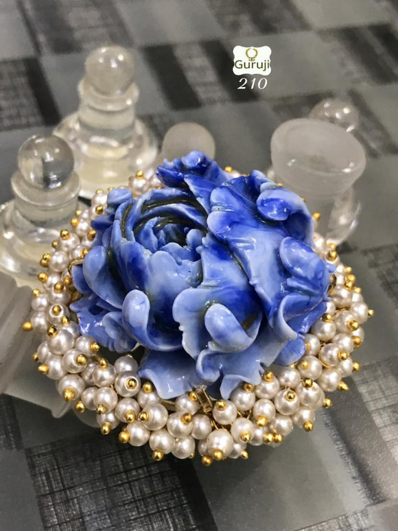 Beautiful hand crafted blue Rose with pearls