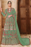 D-S6044 ,Heavy embroidered Kurti Sharara set with Net Duppatta.