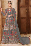 D-S6044 ,Heavy embroidered Kurti Sharara set with Net Duppatta.