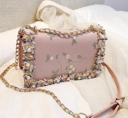 Pink stylish Clutches With Beautiful Stone embellishments and embroidery work