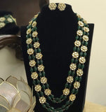 Stay Classy With this  OriginalAhemdabadi Kundan Mala With Onex Beads and matching earrings.