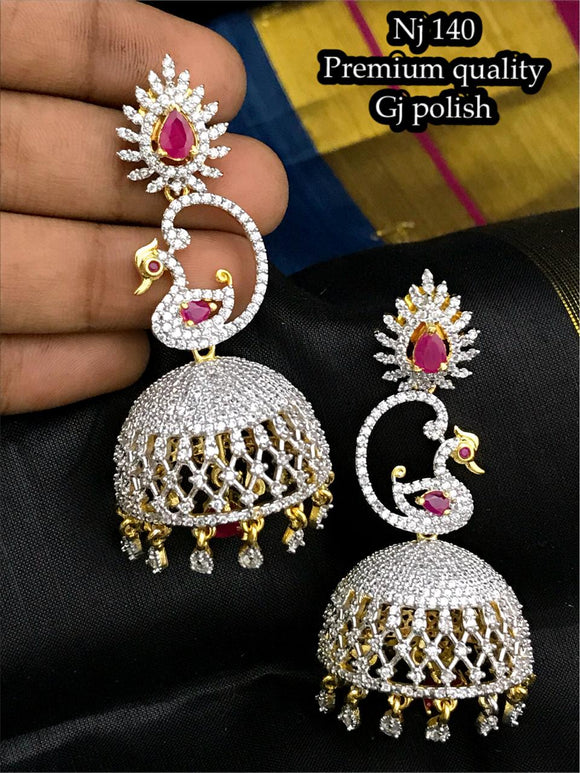 Pink Peacock Diamond jumka for Women for special occasions.