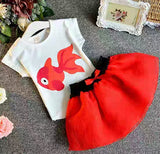 White Gold fish Top with red skirt