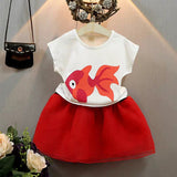White Gold fish Top with red skirt