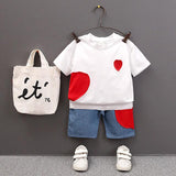 White  Top with Denim  Shorts For Boys