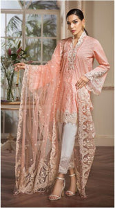 Anaya Pakistani Peach  Luxury Lawn Salwar suit material.