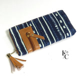 Ikat  Chain Wallet  with leather tassels/ Handy purse