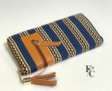 Ikat  Chain Wallet  with leather tassels/ Handy purse