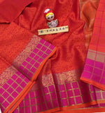 Kora Weaved Saree in Orange and Purple Combination