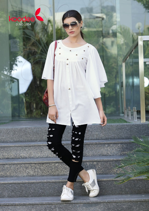 White Rayon Top For Women.