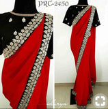 Red and Black Party Wear saree for women