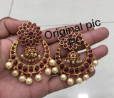 Chandbali with Ruby and pearls.