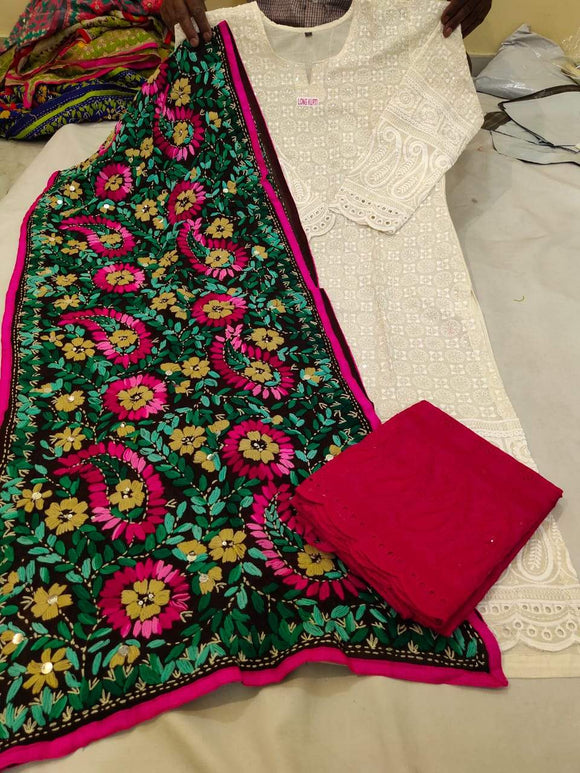 Cotton Kurti and Palazzo with Georrgete Stole CKP01