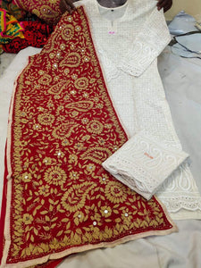 Cotton Kurti and Palazzo with Georrgete Stole CKP07