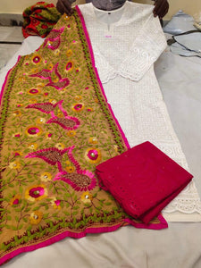 Cotton Kurti and Palazzo with Georrgete Stole CKP09
