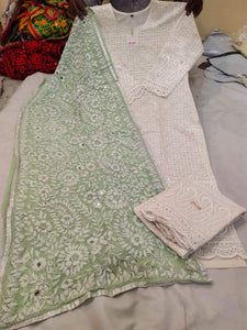 Cotton Kurti and Palazzo with Georrgete Stole CKP11