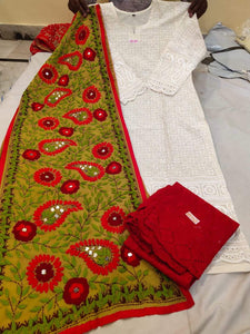 Cotton Kurti and Palazzo with Georrgete Stole CKP15