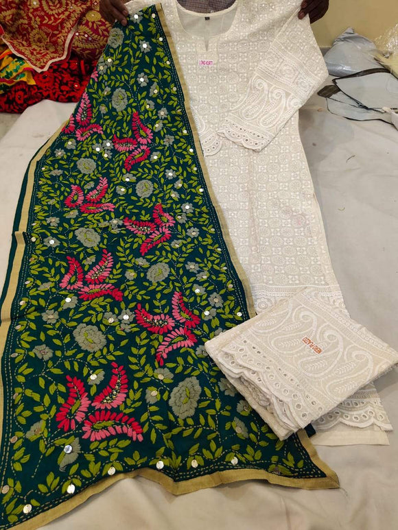Cotton Kurti and Palazzo with Georrgete Stole CKP16