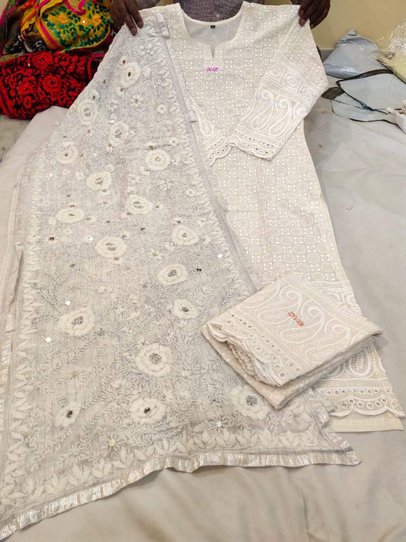 Cotton Kurti and Palazzo with Georrgete Stole CKP17