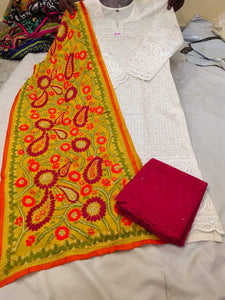 Cotton Kurti and Palazzo with Georrgete Stole CKP19