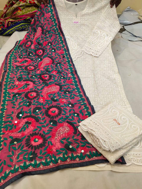 Cotton Kurti and Palazzo with Georrgete Stole CKP20