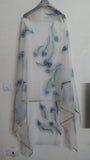 Organza  White Duppatta with Peacock feather prints for Women.