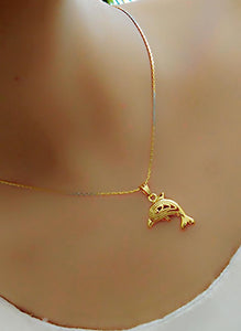 Golden Dolphin Pendant with Chain