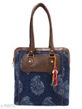 Elegant Cotton &Faux leather Printed Handbag