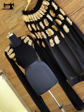 Black Lehanga with Matte gold sequins