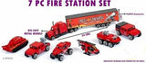 Fire Rescue Red Kids Die cast toy set  of 7 pieces