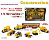Yellow Construction Kids Die cast toy set  of 7 pieces