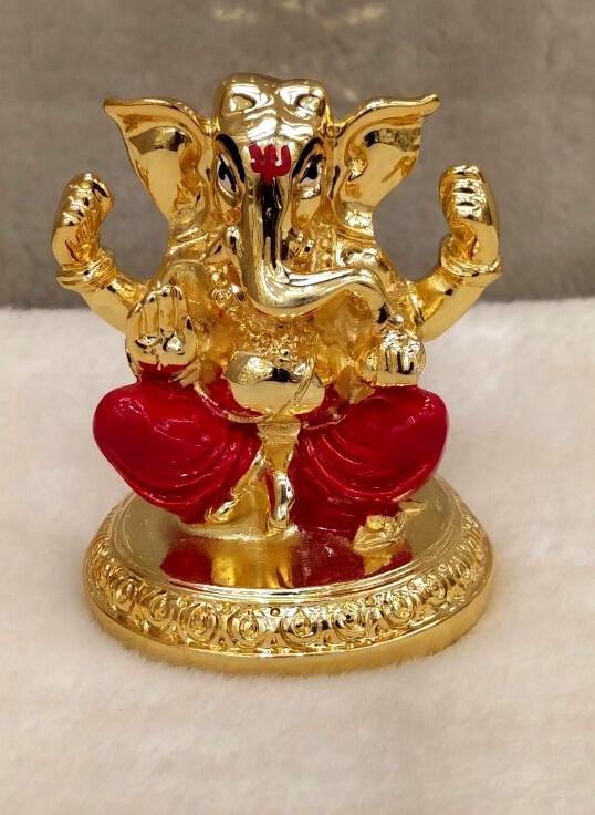 24 kt Gold plated Ganesh Idol for pooja room and home decoration .