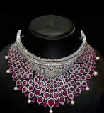 Diamond Necklace Set With Rubies and Pearls