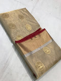 Golden Chanderi Silk Cotton Saree with Mudra motifs.