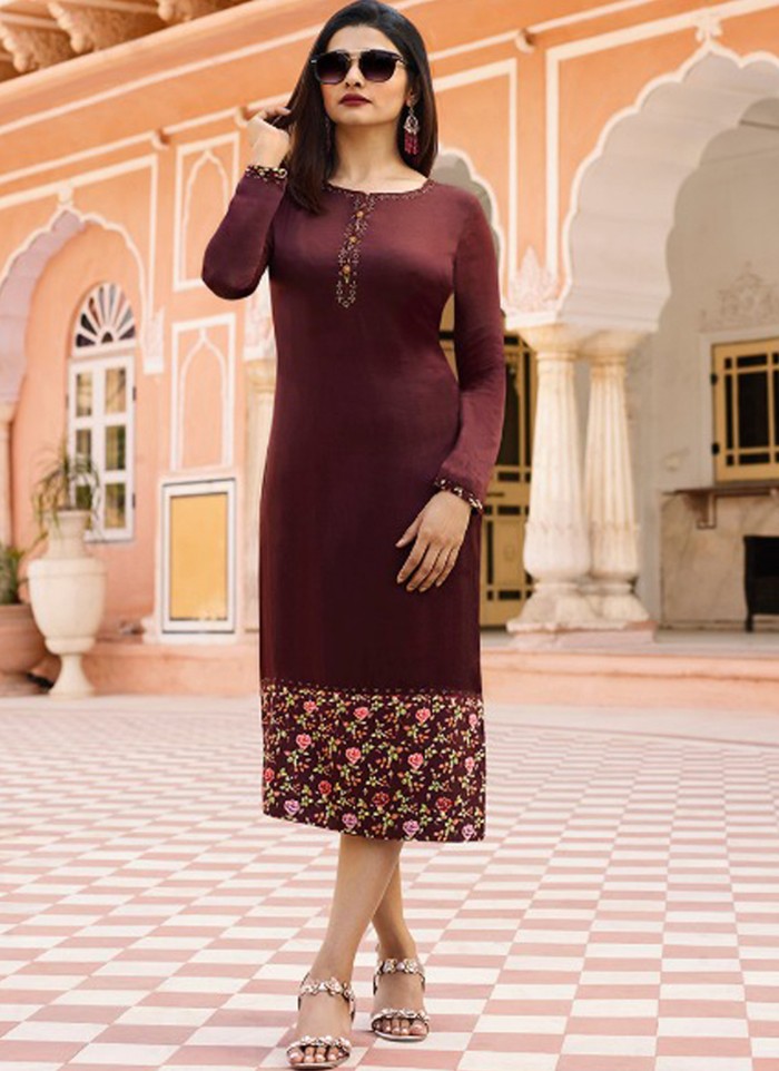 Beautiful Cotton-Satin Kurti with bell sleeves and fine detailing. |  Sleeves designs for dresses, Designs for dresses, Cotton kurti designs