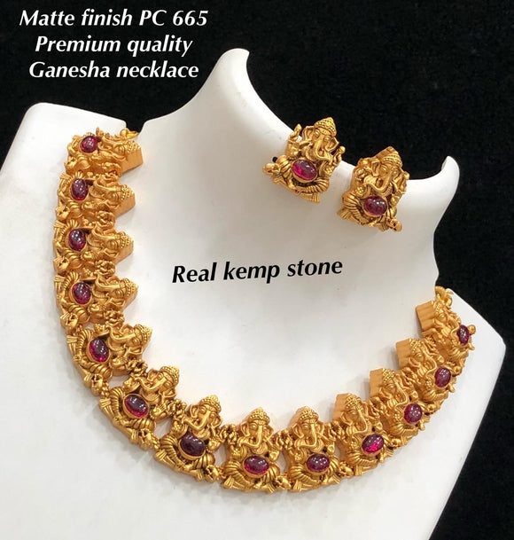 Matte Finish Ganesha Necklace Set.