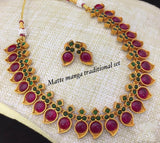 Traditional Manga Mala or Garland of Mangoes Necklace in Matte Gold finish