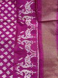 Fuchsia Pink and White Pochampally Silk Saree for Women-SRIPSS001P