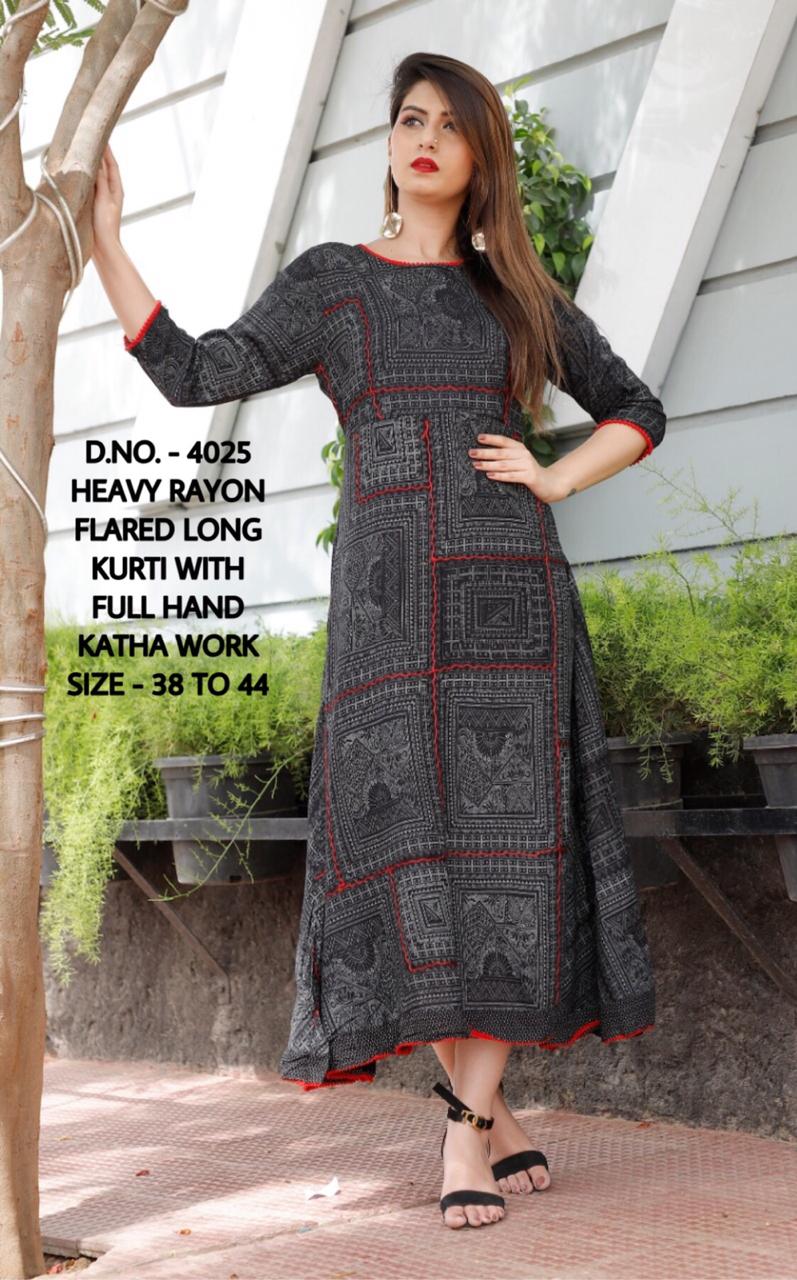 Buy Fabulous Grey Rayon With Hand Work Full Stitched Long Kurti Design |  Lehenga-Saree