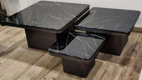 Set of 3 , Centre Table with Gunmetal PVD  and Black Marble Top -SP001CTBT