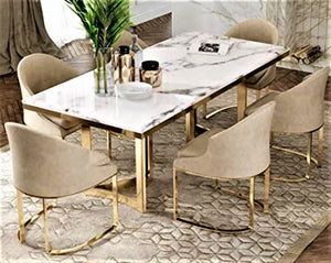 Roger , Gold Finish Elegant 6 Seater Dining Table with 6 Chairs -SP001DSA