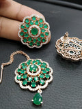 STONE EARRINGS AND MAANG TIKKA COMBO FOR WOMEN-MOE701EM