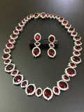 ROSARI RED FIRE AMERICAN DIAMONDS NECKLACE SET FOR WOMEN -MOENS002