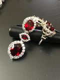 ROSARI RED FIRE AMERICAN DIAMONDS NECKLACE SET FOR WOMEN -MOENS002