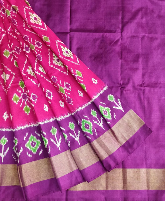 Ikkat Pochampally Handloom Pure Silk Kids Lehenga Blouse Material -KL015
